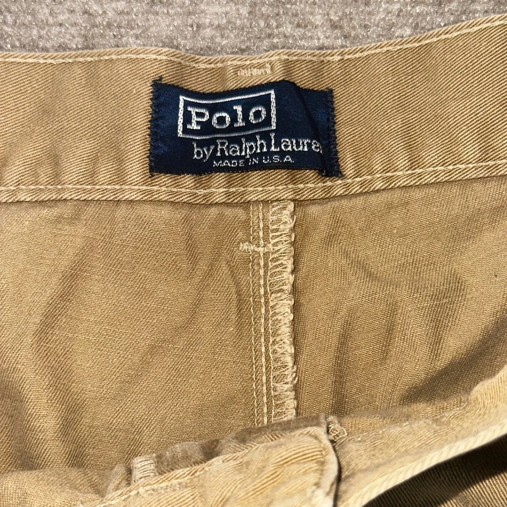 Polo Ralph Lauren Mens 38 Khaki Tan Pleated Chino Shorts 100% Cotton Made in USA
